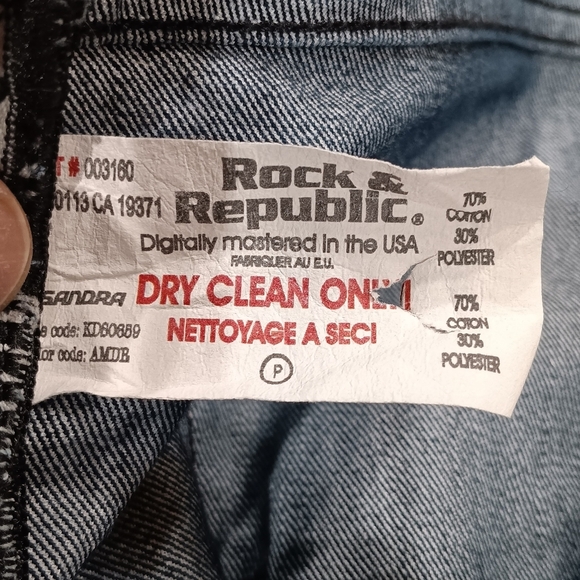 ROCK & REPUBLIC WOMEN'S LOW- RISE JEANS SIZE 28 DARK WASH BLING POCKET DENIM - Picture 7 of 13